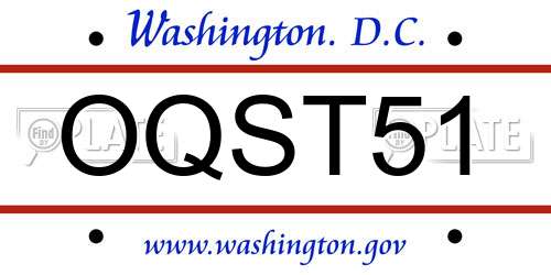 OQST51 District Of Columbia License Plate