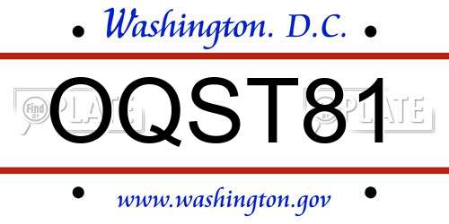 OQST81 District Of Columbia License Plate