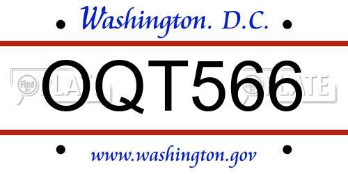 OQT566 District Of Columbia License Plate