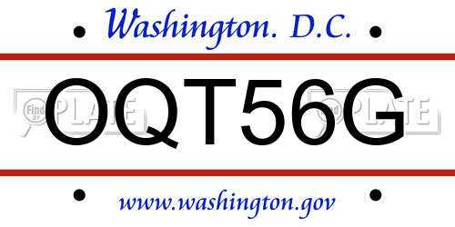 OQT56G District Of Columbia License Plate