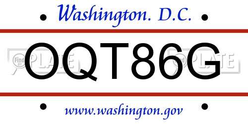 OQT86G District Of Columbia License Plate