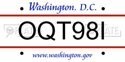 OQT98I District Of Columbia License Plate