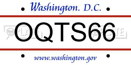 OQTS66 District Of Columbia License Plate