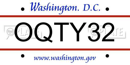 OQTY32 District Of Columbia License Plate
