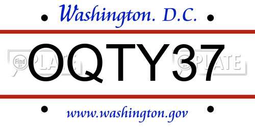 OQTY37 District Of Columbia License Plate