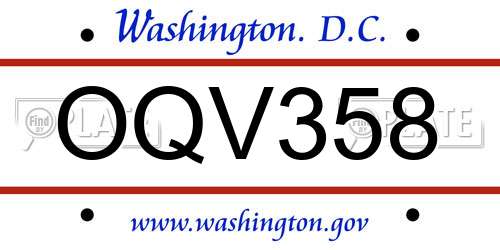 OQV358 District Of Columbia License Plate