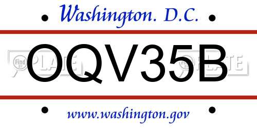 OQV35B District Of Columbia License Plate