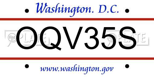 OQV35S District Of Columbia License Plate