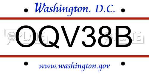 OQV38B District Of Columbia License Plate