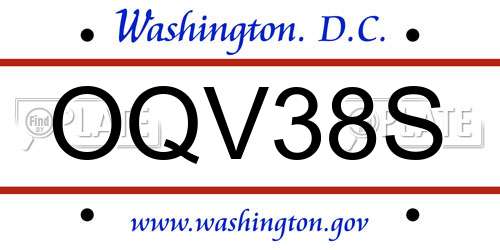 OQV38S District Of Columbia License Plate