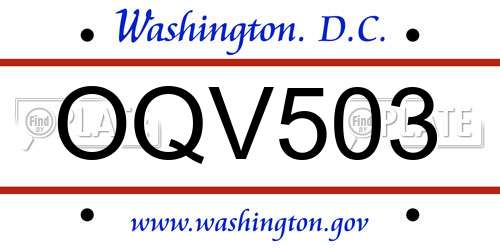 OQV503 District Of Columbia License Plate