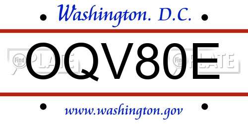 OQV80E District Of Columbia License Plate