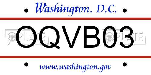 OQVB03 District Of Columbia License Plate