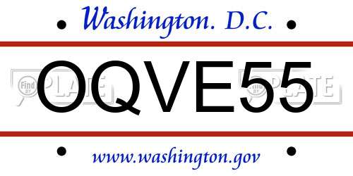 OQVE55 District Of Columbia License Plate