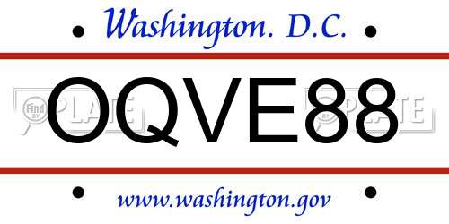 OQVE88 District Of Columbia License Plate