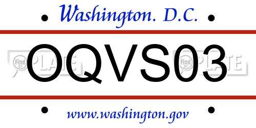 OQVS03 District Of Columbia License Plate