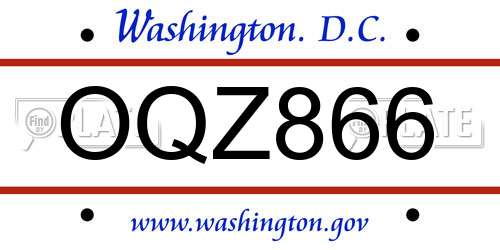 OQZ866 District Of Columbia License Plate