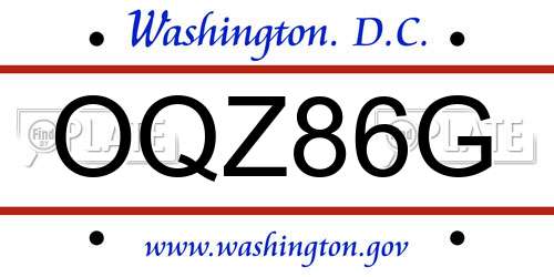 OQZ86G District Of Columbia License Plate