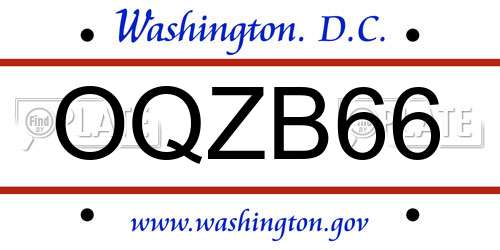 OQZB66 District Of Columbia License Plate