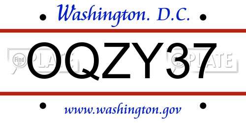 OQZY37 District Of Columbia License Plate