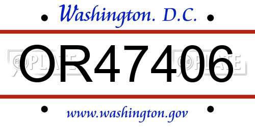 OR47406 District Of Columbia License Plate