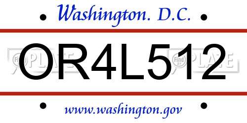 OR4L512 District Of Columbia License Plate