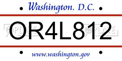OR4L812 District Of Columbia License Plate