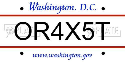 OR4X5T District Of Columbia License Plate