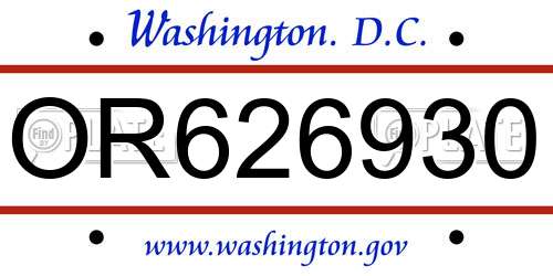 OR626930 District Of Columbia License Plate