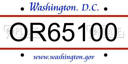 OR65100 District Of Columbia License Plate