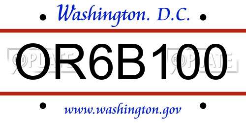 OR6B100 District Of Columbia License Plate