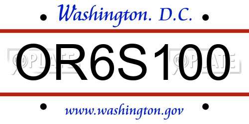 OR6S100 District Of Columbia License Plate