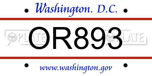 OR893 District Of Columbia License Plate