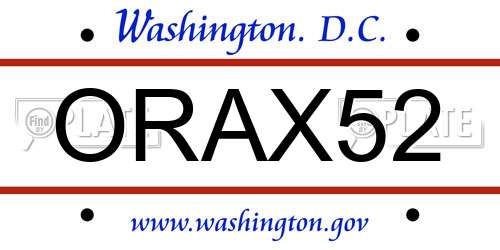 ORAX52 District Of Columbia License Plate