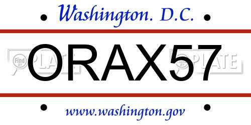 ORAX57 District Of Columbia License Plate