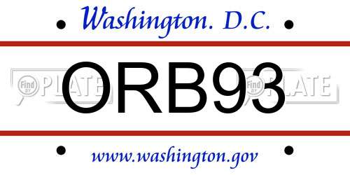 ORB93 District Of Columbia License Plate