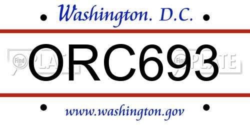 ORC693 District Of Columbia License Plate