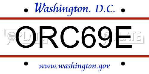 ORC69E District Of Columbia License Plate