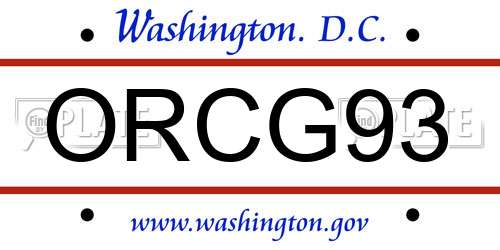 ORCG93 District Of Columbia License Plate