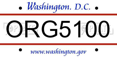 ORG5100 District Of Columbia License Plate