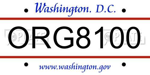 ORG8100 District Of Columbia License Plate