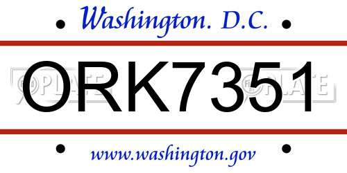 ORK7351 District Of Columbia License Plate