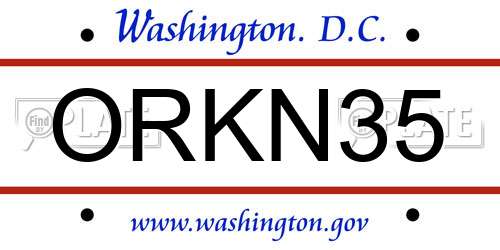 ORKN35 District Of Columbia License Plate