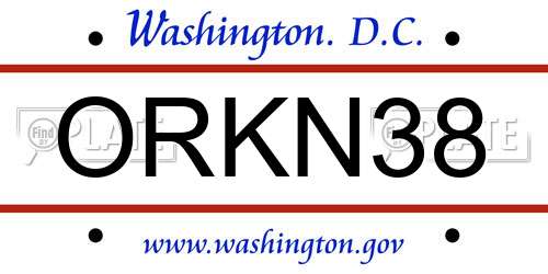 ORKN38 District Of Columbia License Plate