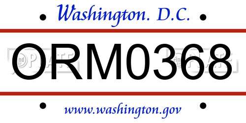 ORM0368 District Of Columbia License Plate