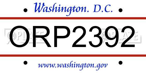ORP2392 District Of Columbia License Plate