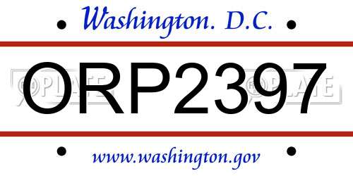 ORP2397 District Of Columbia License Plate