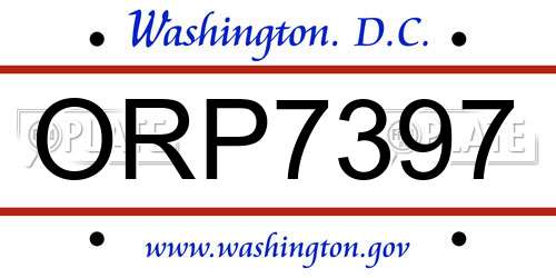 ORP7397 District Of Columbia License Plate