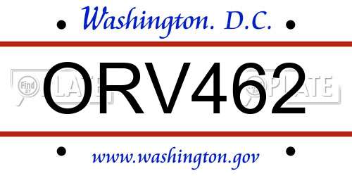 ORV462 District Of Columbia License Plate
