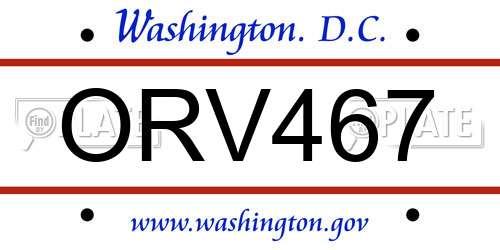 ORV467 District Of Columbia License Plate
